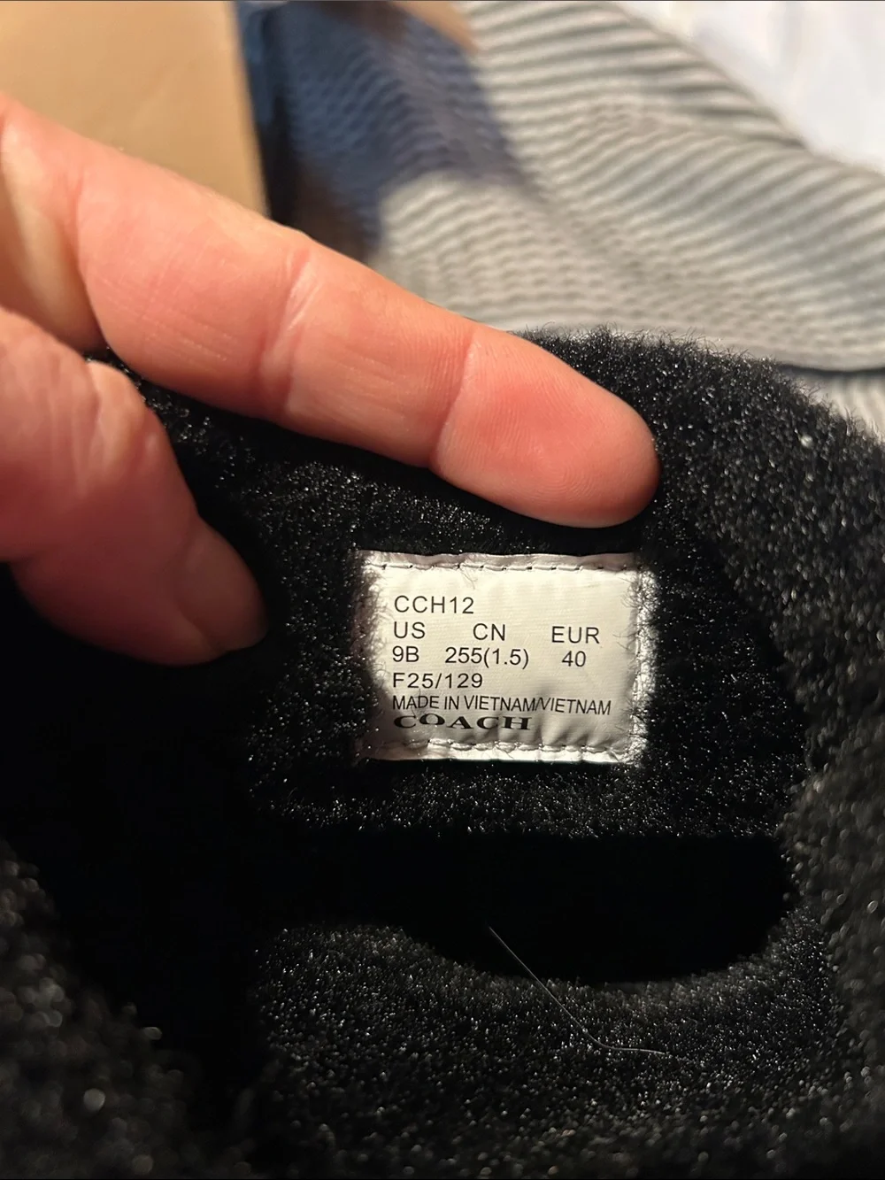 Coach Black Suede Shearling-Trim Lug Ankle Boot
